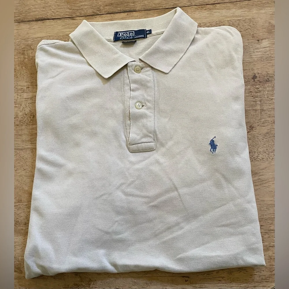 Polo Ralph Lauren Men’s Sz XL Beige Iconic Mesh Knit‎ Polo Shirt